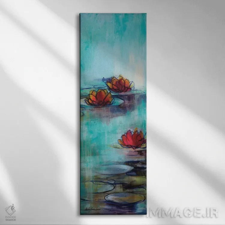 تابلو نیلوفر آبی ۲ اثر کارن لورنا پارکر - نمای روبهرو روی دیوار