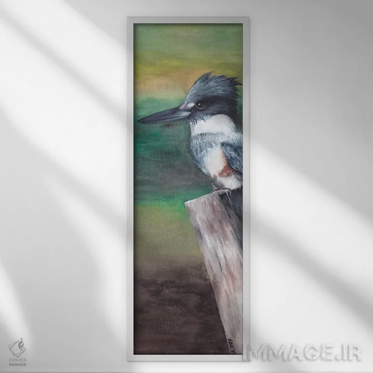تابلو مرغ ماهیخوار اثر هنر و طراحی KAK (استودیو هنری) - نمای قابدار سفید