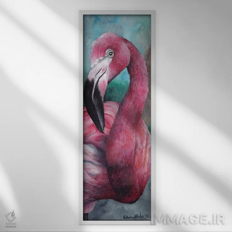 تابلو فلامینگو II اثر هنر و طراحی KAK (استودیو هنری) - نمای قابدار سفید