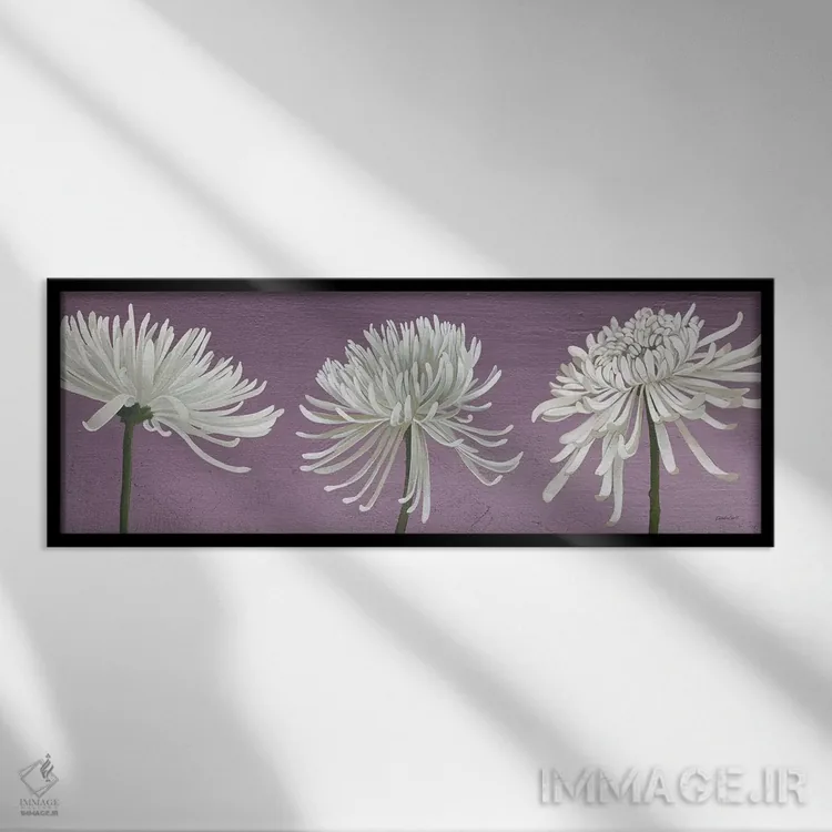 تابلو داوودیهای صبحگاهی و اسطوخودوس اثر کاترین لاول - نمای قابدار مشکی