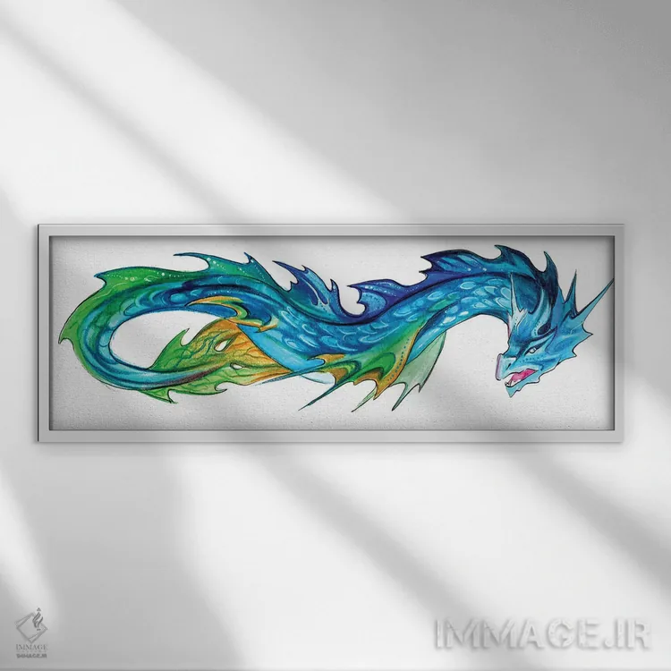 تابلو مار دریایی اثر کتی لیپسکامب - نمای قابدار سفید