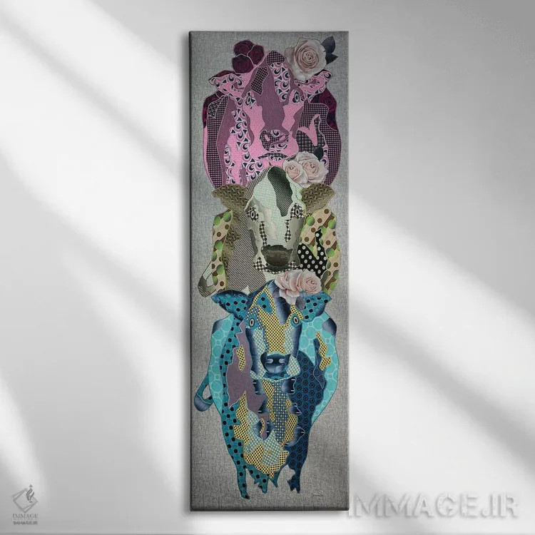 تابلو دختران شیر (۲) اثر کاستیانتین مالگینف - نمای روبهرو روی دیوار