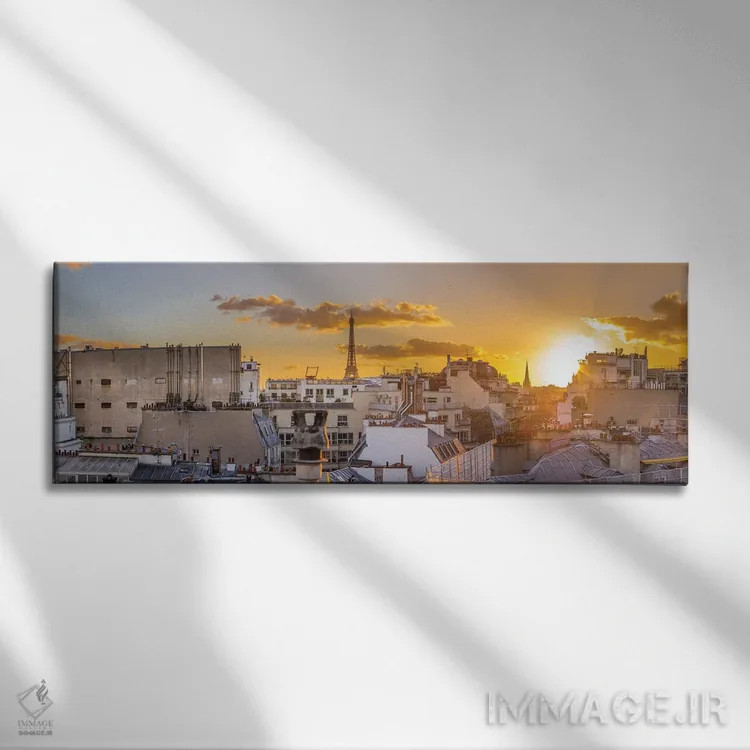 تابلو پانورامای پاریس در غروب اثر کارن منداو - نمای روبهرو روی دیوار