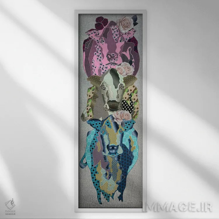 تابلو دختران شیر (۲) اثر کاستیانتین مالگینف - نمای قابدار سفید