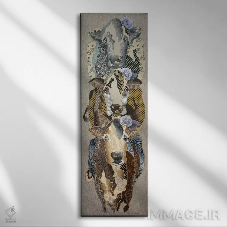 تابلو دختران شیر (۱) اثر کاستیانتین مالگینف - نمای روبهرو روی دیوار