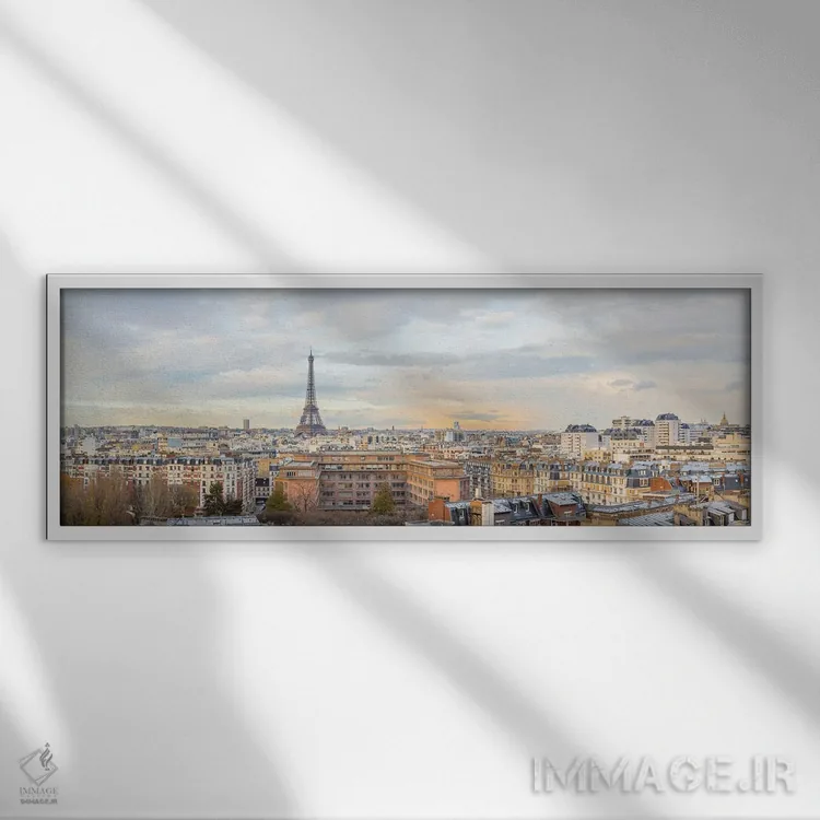 تابلو پانورامای برج ایفل پاریس اثر کارن منداو - نمای قابدار سفید