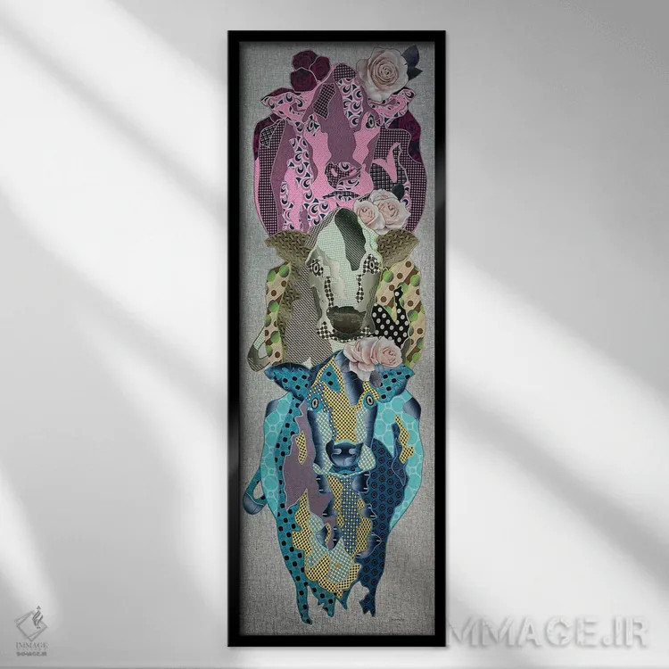 تابلو دختران شیر (۲) اثر کاستیانتین مالگینف - نمای قابدار مشکی