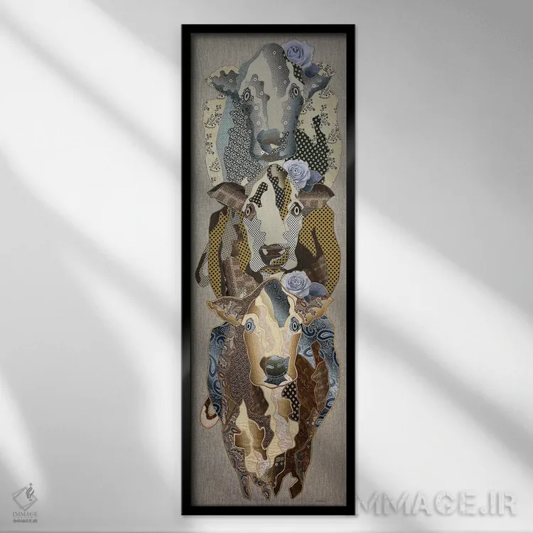 تابلو دختران شیر (۱) اثر کاستیانتین مالگینف - نمای قابدار مشکی