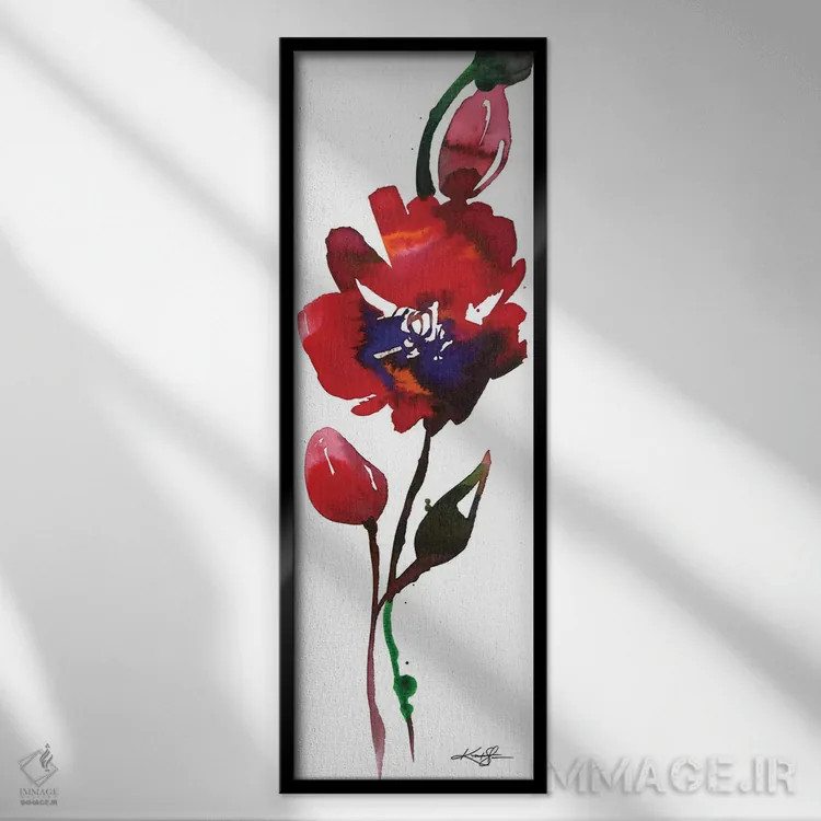 تابلو ذن گل ۹ اثر کتی مورتون استنیون - نمای قابدار مشکی