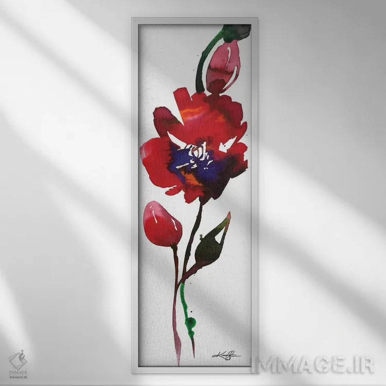 تابلو ذن گل ۹ اثر کتی مورتون استنیون - نمای قابدار سفید