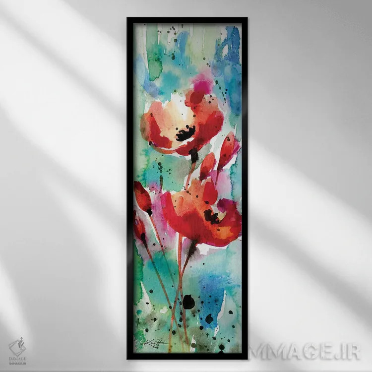 تابلو عشق شقایق ۱۰ اثر کتی مورتون استنیون - نمای قابدار مشکی