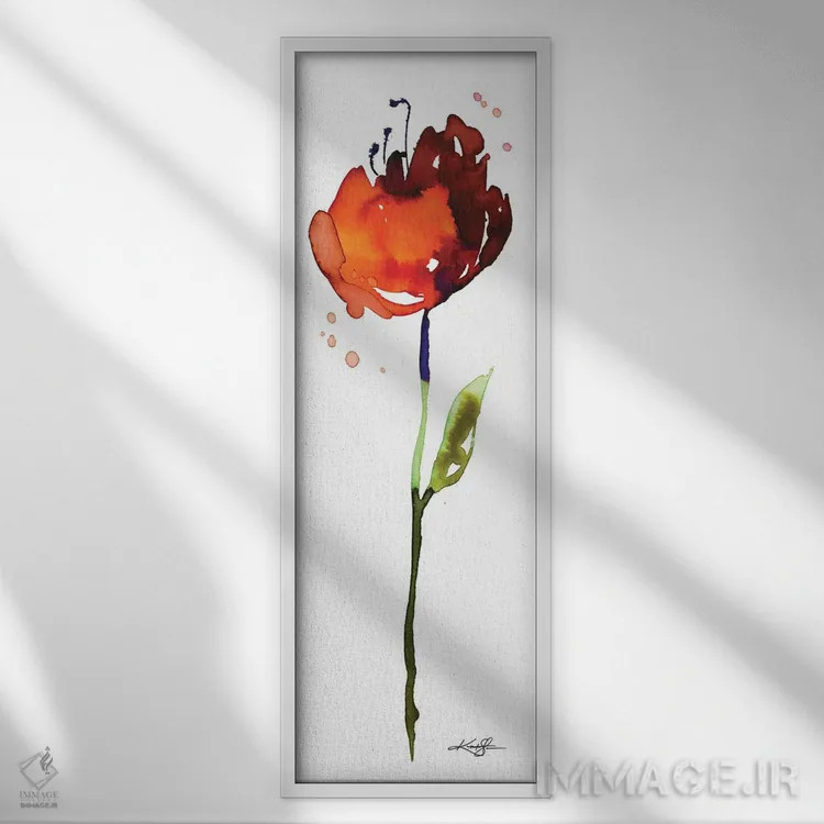 تابلو ذن گل چهارم اثر کتی مورتون استنیون - نمای قابدار سفید