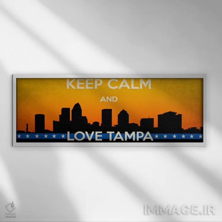 تابلو آرام باش و عاشق تمپا باش (آمریکا) اثر فایو بای فایو کالکتیو - نمای قابدار سفید
