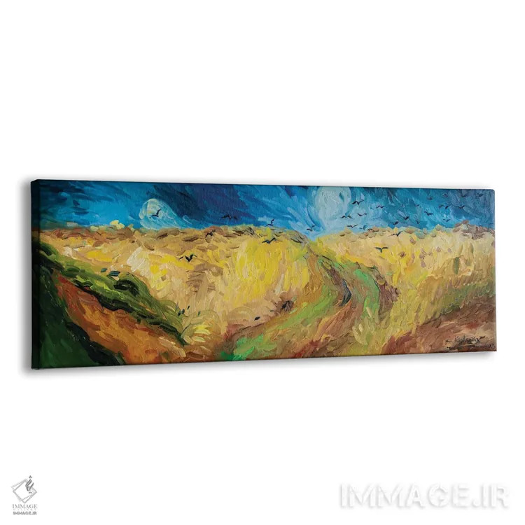 تابلو مزرعه گندم با کلاغها اثر کوپتسووا آرت (استودیو یا برند هنری) - نمای پرسپکتیو محصول