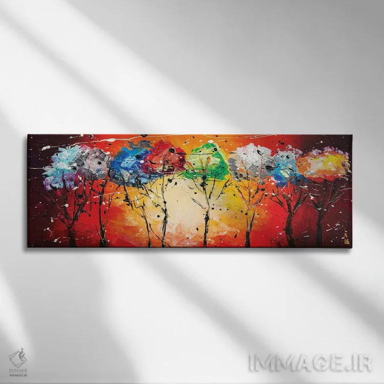 تابلو غروب هندی اثر کوپتسووا آرت (استودیو یا برند هنری) - نمای روبهرو روی دیوار