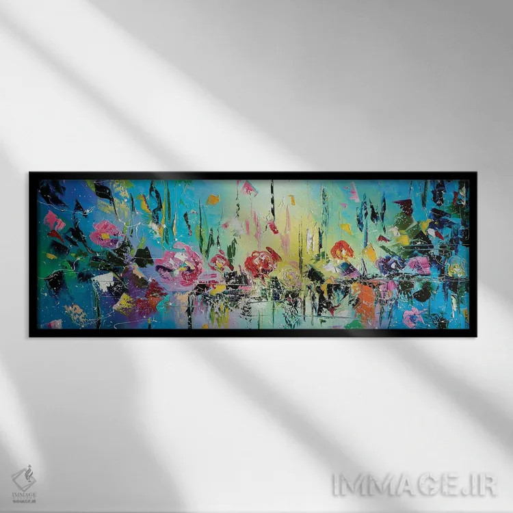 تابلو ملودی گلها اثر کوپتسووا آرت (استودیو یا برند هنری) - نمای قابدار مشکی