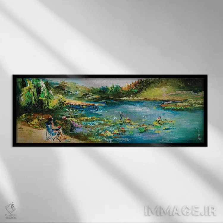 تابلو آرامش در کنار رودخانه اثر کوپتسووا آرت (استودیو یا برند هنری) - نمای قابدار مشکی