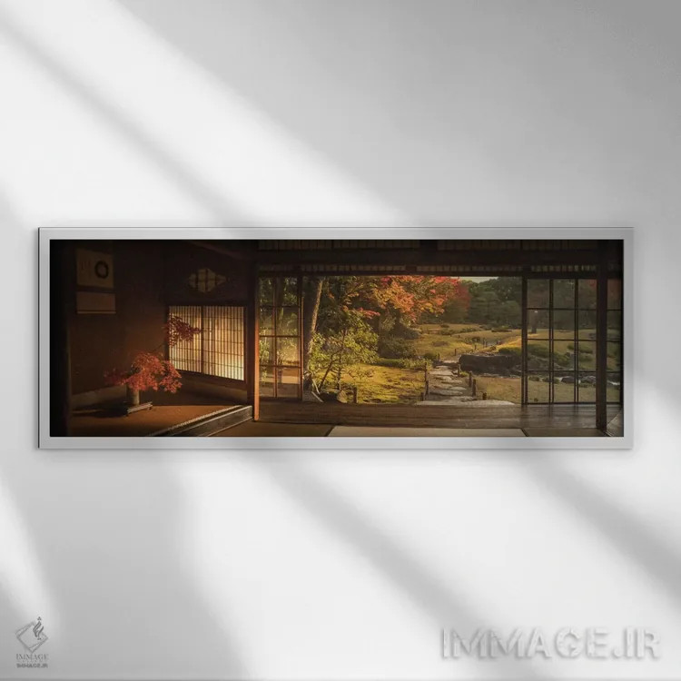 تابلو پاییز در ژاپن XVIII اثر دنیل کردان - نمای قابدار سفید