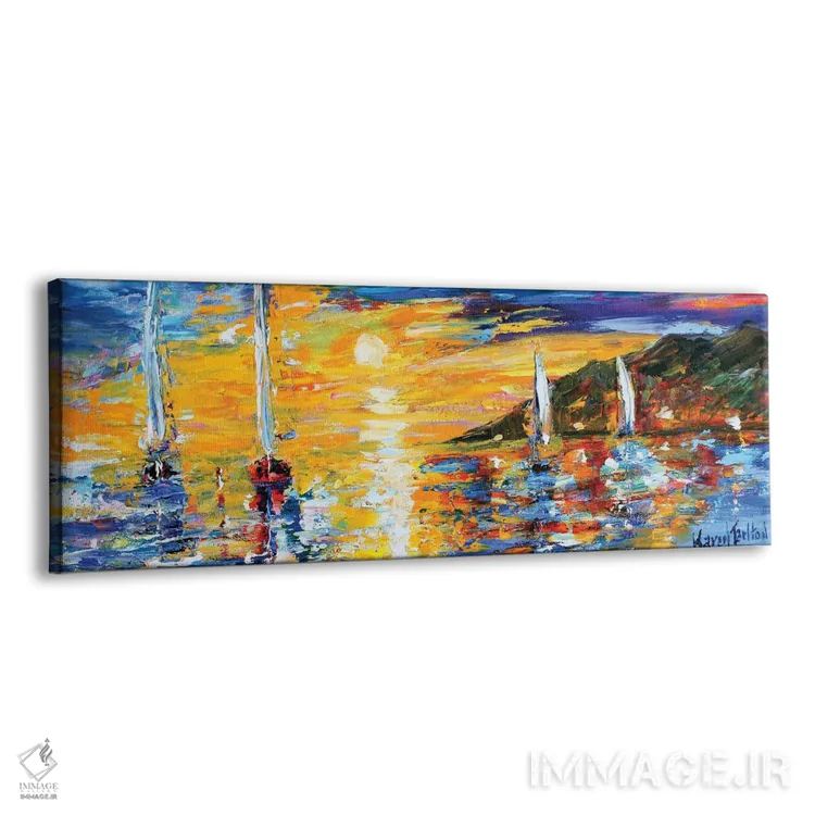 تابلو قایقرانی هنگام غروب اثر کارن تارلتون - نمای پرسپکتیو محصول