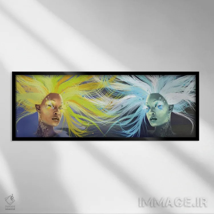 تابلو خورشید و ماه اثر کاترینا بورتسووا - نمای قابدار مشکی