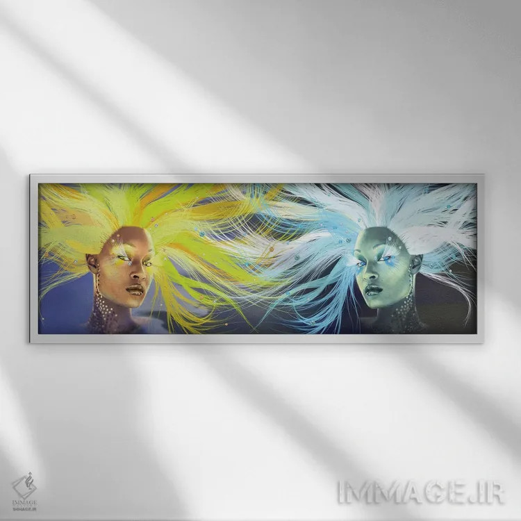 تابلو خورشید و ماه اثر کاترینا بورتسووا - نمای قابدار سفید