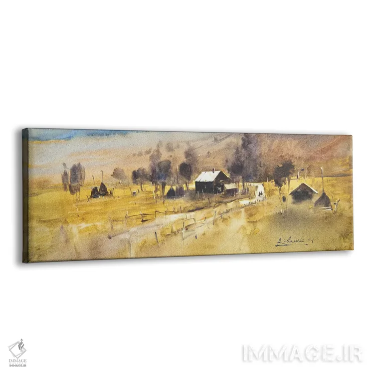 تابلو نقاشی منظره با خانهها در کوهستان اثر اندریی کووالیک - نمای پرسپکتیو محصول