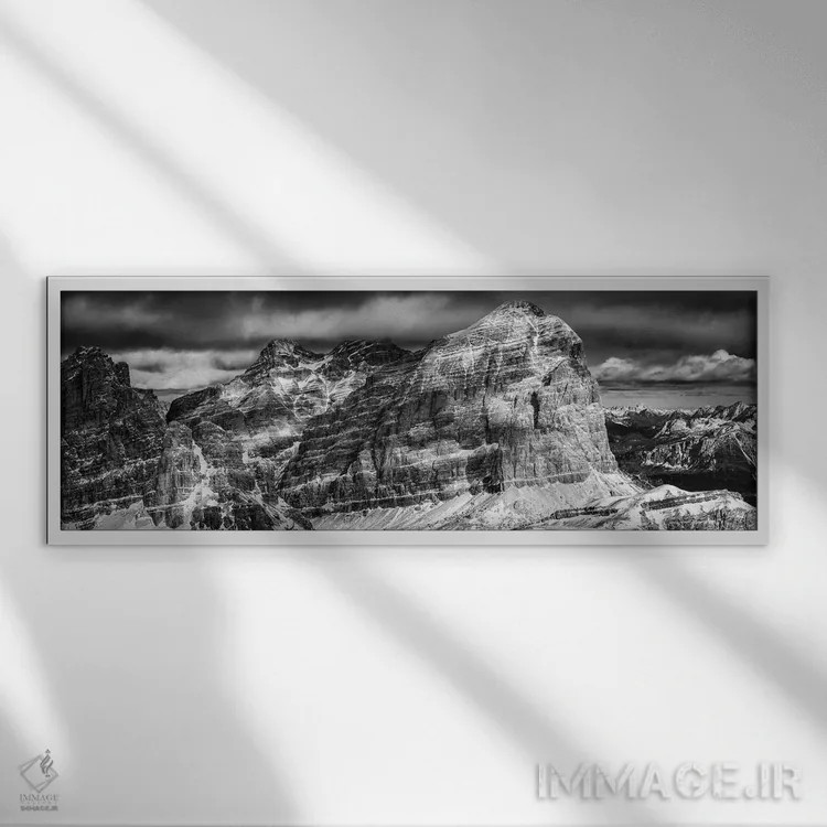 تابلو توفانه، دولومیت، ایتالیا (سیاه و سفید) اثر میکولاج گوسپودرک - نمای قابدار سفید