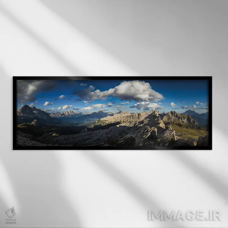 تابلو اروپا، ایتالیا، آلپ، دولومیتها، چشمانداز از پناهگاه نوولاؤ اثر میکولاج گوسپودرک - نمای قابدار مشکی