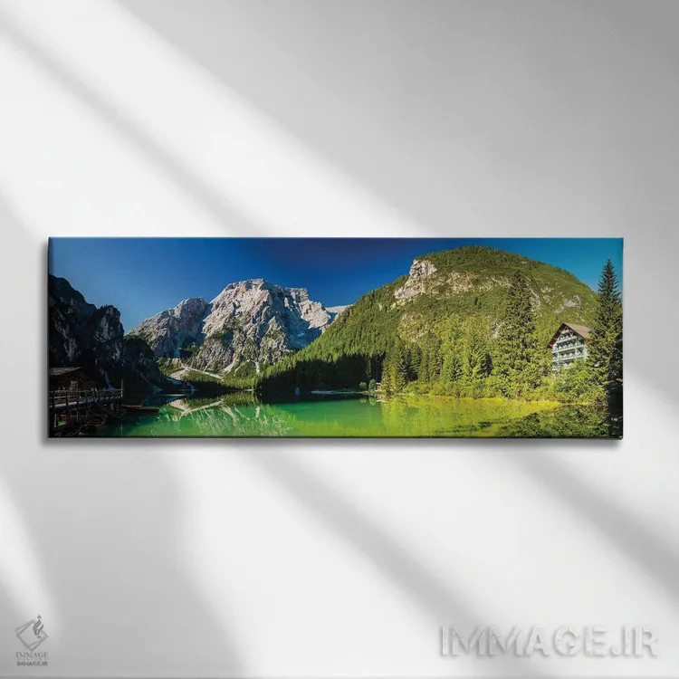 تابلو ایتالیا، آلپ، دولومیتهای پراگ، کوهها. دریاچه پراگر ویلزه / دریاچه برائیس، I اثر میکولاج گوسپودرک - نمای روبهرو روی دیوار