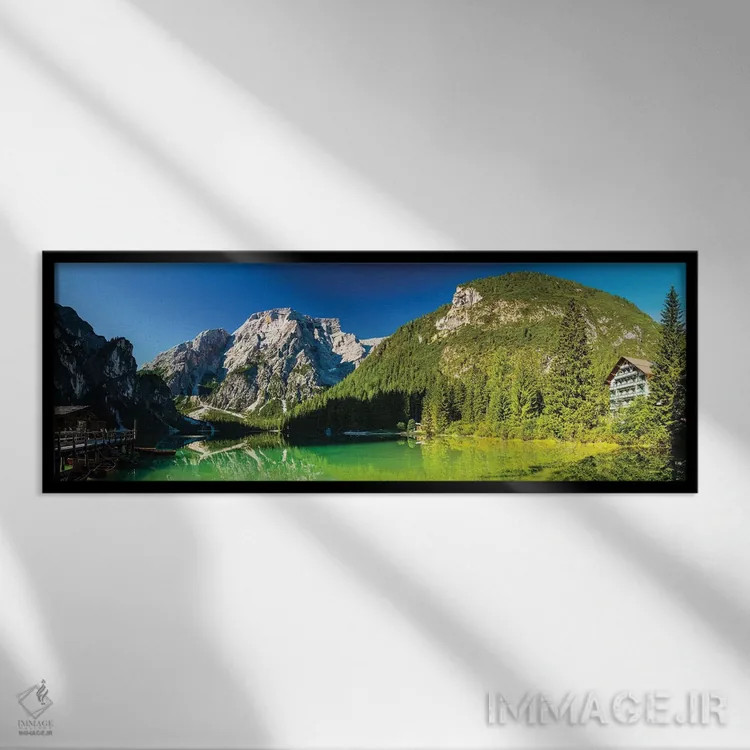 تابلو ایتالیا، آلپ، دولومیتهای پراگ، کوهها. دریاچه پراگر ویلزه / دریاچه برائیس، I اثر میکولاج گوسپودرک - نمای قابدار مشکی