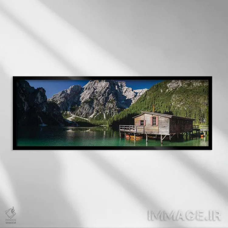 تابلو ایتالیا، آلپ، دولومیتهای پراگ، دریاچه پراگر ویلزه / دریاچه برائیس، II اثر میکولاج گوسپودرک - نمای قابدار مشکی