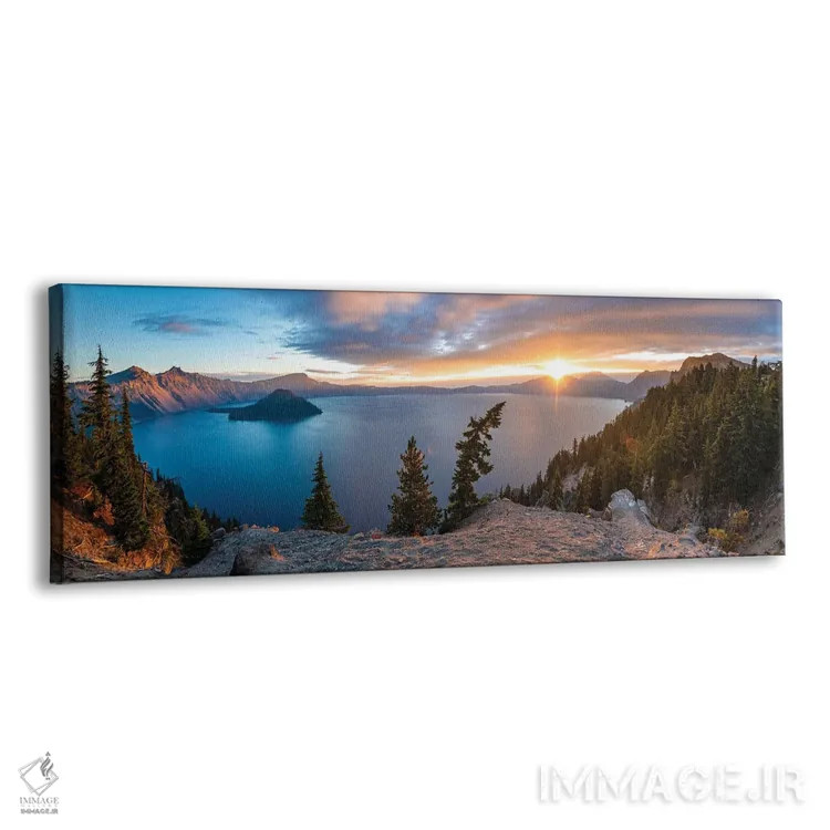 تابلو پانورامای دریاچه دهانه آتشفشان اثر لوکاس مور - نمای پرسپکتیو محصول