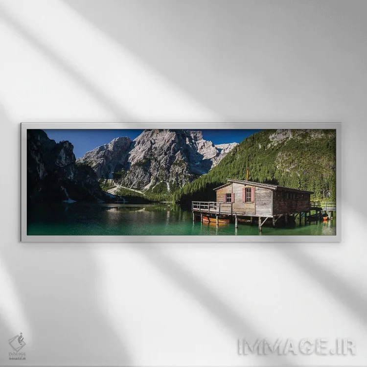 تابلو ایتالیا، آلپ، دولومیتهای پراگ، دریاچه پراگر ویلزه / دریاچه برائیس، II اثر میکولاج گوسپودرک - نمای قابدار سفید