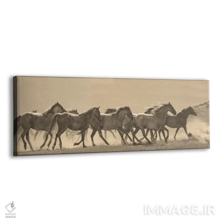 تابلو رژهٔ اسبها اثر سالی لیندن - نمای پرسپکتیو محصول