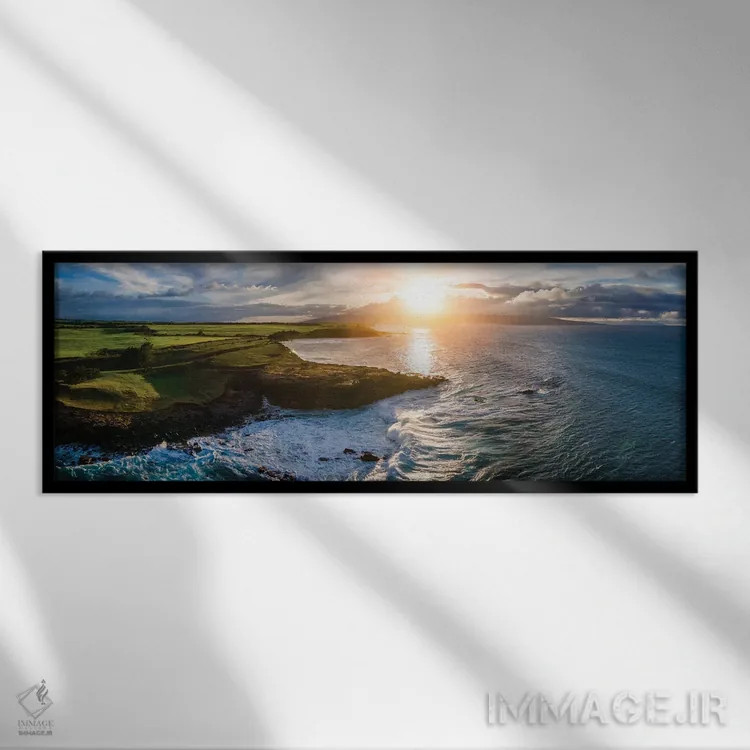 تابلو ساحل مائوئی (هاوایی) اثر لوکاس مور - نمای قابدار مشکی