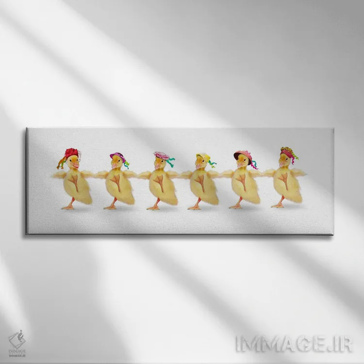 تابلو اردکها و رقص کن کن (نوعی رقص شاد) اثر لوند روزر - نمای روبهرو روی دیوار