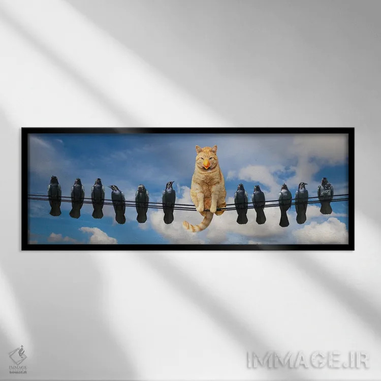 تابلو گربه باهوش ۲ اثر لوند روزر - نمای قابدار مشکی