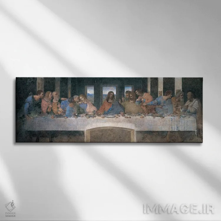 تابلو Cropped,شام آخر (برش خورده) اثر لئوناردو داوینچی (نقاش و مخترع ایتالیایی) - نمای روبهرو روی دیوار