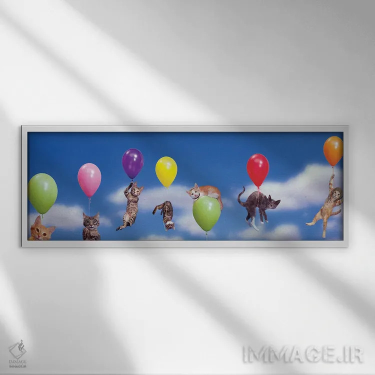 تابلو پرواز بچهگربه اثر لوند روزر - نمای قابدار سفید
