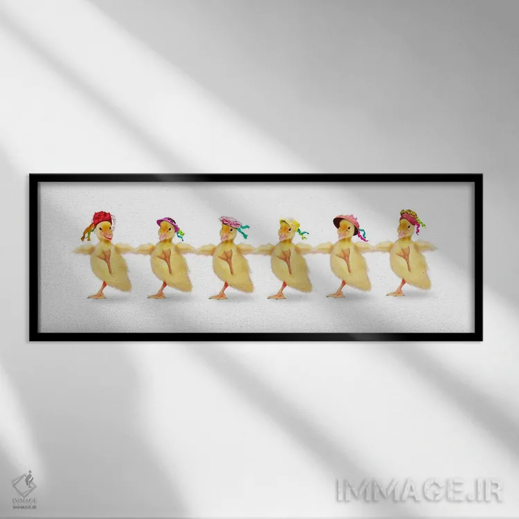 تابلو اردکها و رقص کن کن (نوعی رقص شاد) اثر لوند روزر - نمای قابدار مشکی