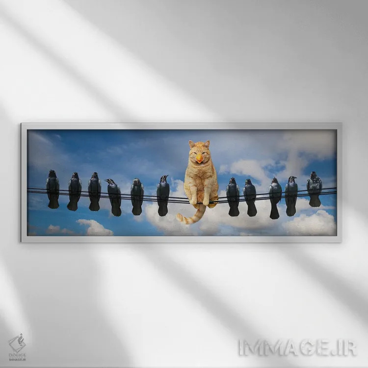 تابلو گربه باهوش ۲ اثر لوند روزر - نمای قابدار سفید