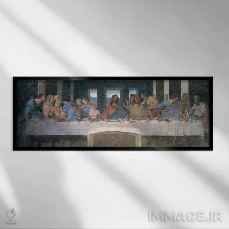 تابلو Cropped,شام آخر (برش خورده) اثر لئوناردو داوینچی (نقاش و مخترع ایتالیایی) - نمای قابدار مشکی