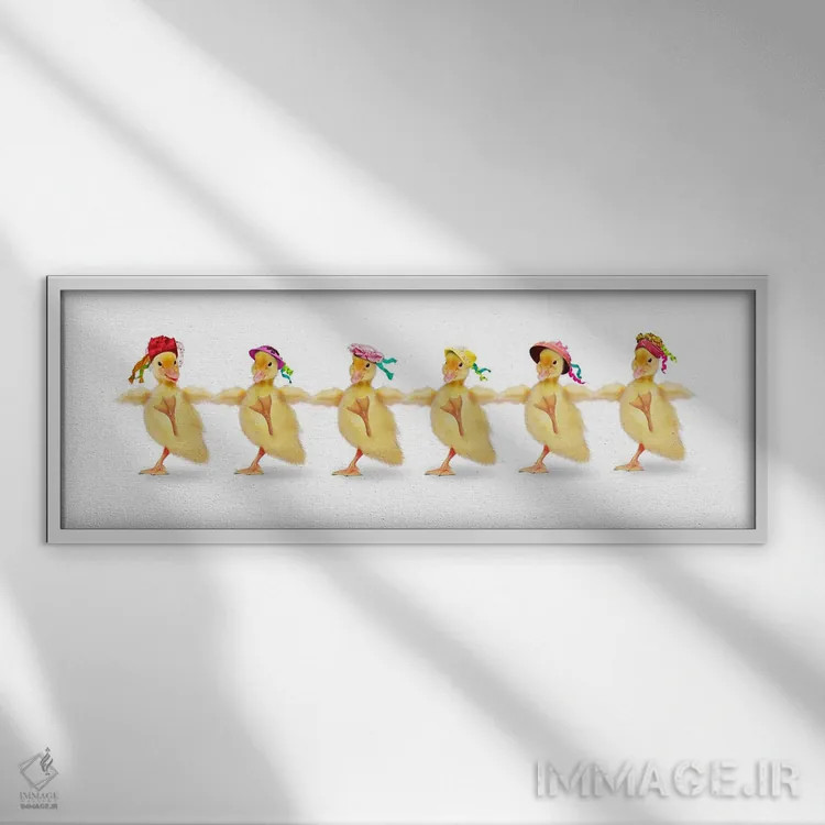 تابلو اردکها و رقص کن کن (نوعی رقص شاد) اثر لوند روزر - نمای قابدار سفید