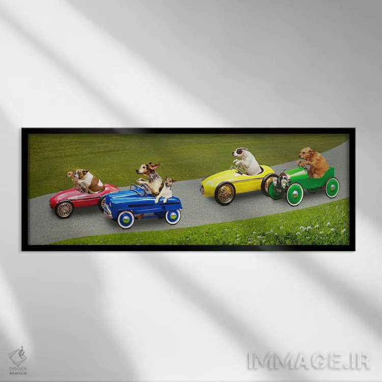 تابلو مسابقه سگها اثر لوند روزر - نمای قابدار مشکی