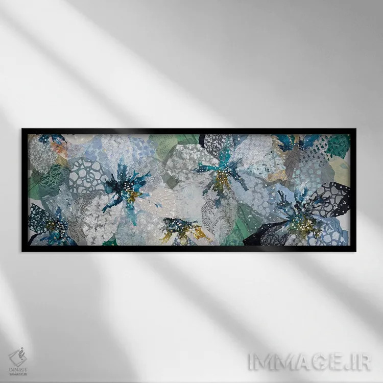 تابلو سمفونی گلی آبی، باغ جنی اثر لیان داکینو - نمای قابدار مشکی