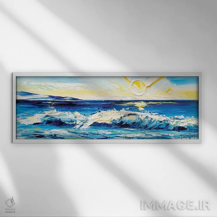 تابلو نوازش اقیانوس اثر لیزا الی - نمای قابدار سفید
