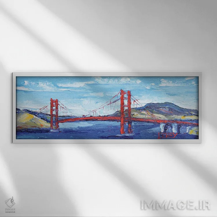 تابلو پل گلدن گیت سانفرانسیسکو اثر لیزا الی - نمای قابدار سفید