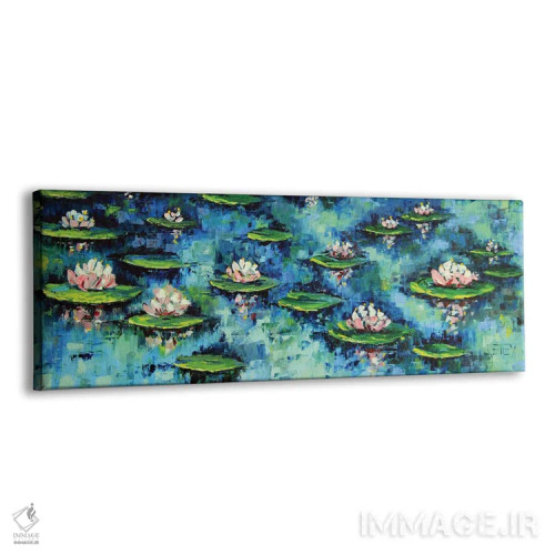 تابلو نیلوفرهای آبی اثر لیزا الی - نمای پرسپکتیو محصول