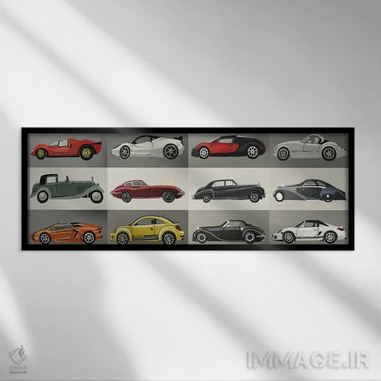 تابلو خودروهای عتیقه معاصر اثر آلا گرانده - نمای قابدار مشکی