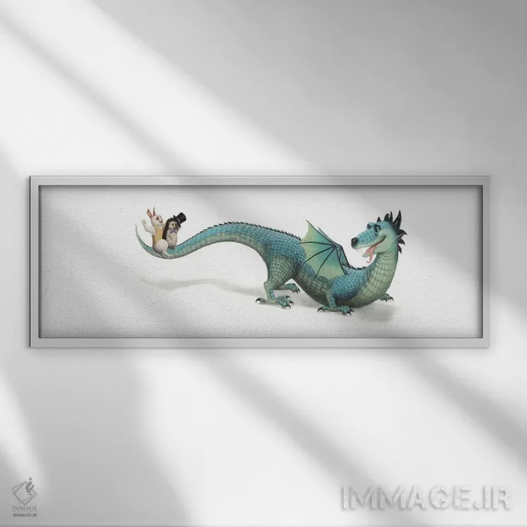 تابلو یک اژدها نقل مکان میکند اثر لیزا فالکنسترن - نمای قابدار سفید